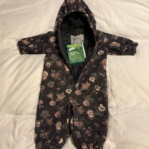 Wheat Floral Kids Snowsuit - Black with floral design